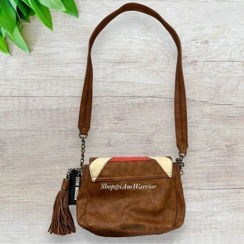 Steven Madden NWT chevron boho leather crossbody purse *shop@iamwarrior